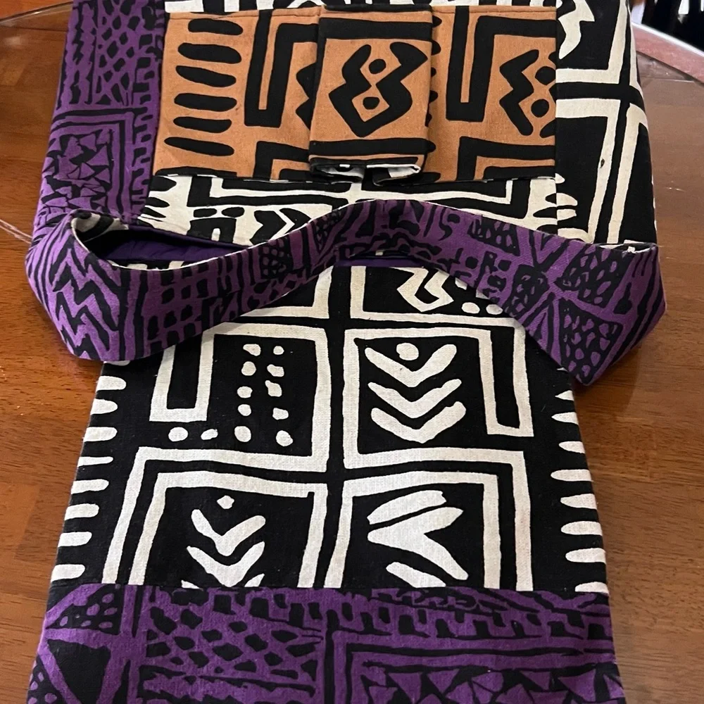 African Multi Print Cloth Shoulder Bag Good Condition - Picture 12 of 15